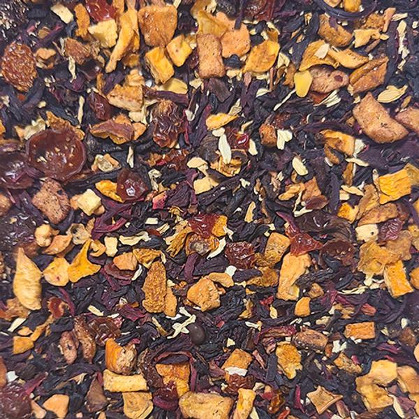 A picture of the Community blend - a vibrant fruity hibiscus